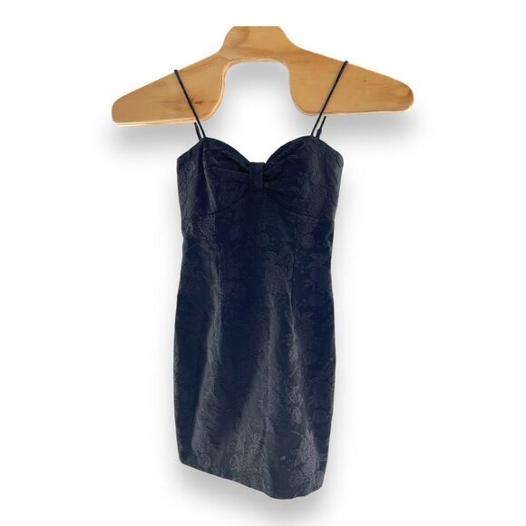 Vintage 1980's Gunne Sax Women's Lace Bodycon Mini Dress Black Size 5/6 - Picture 2 of 5